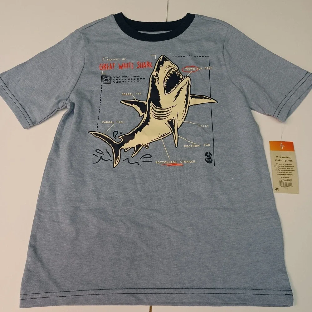 365 Kids Garanimals Boys Recess Shark Dino T-shirt Size 8 Lot Of‎ 4 Shirts